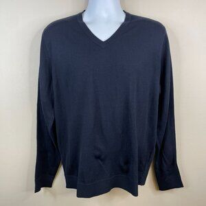 Murano Mens Modern Performance Pullover Sweater Size L Navy Blue Long Sleeve